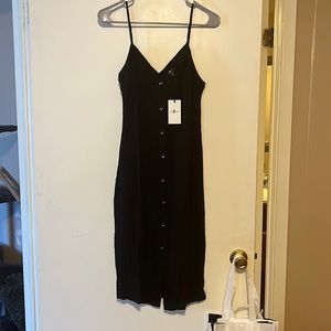 NWT 7 for all mankind 7FAM button down dress spaghetti strap black XS